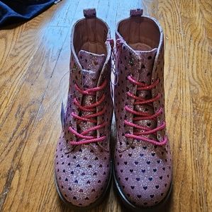 Girls glitter rainbow heart boots size 3